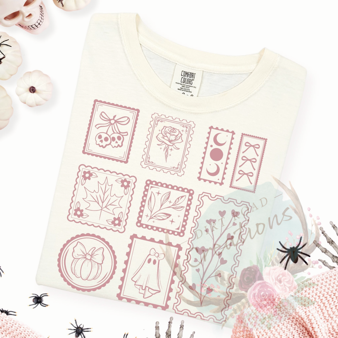 Vintage Fall Stamps screen print TEE