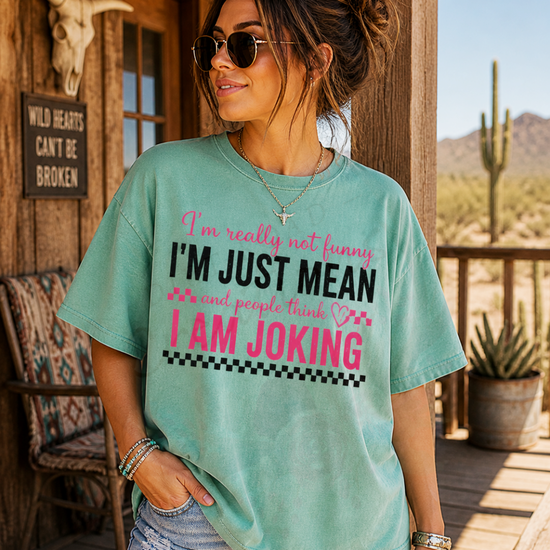 Im just mean pink and black graphic tee