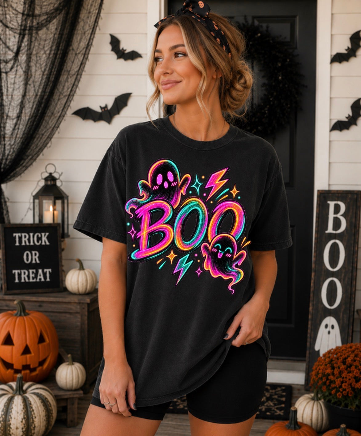 Neon Boo graphic tee