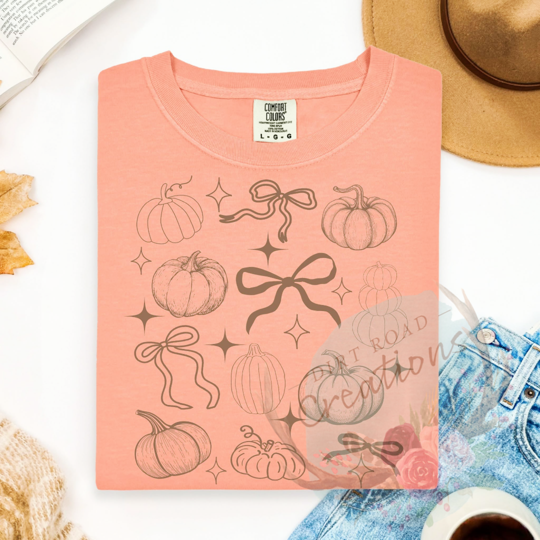 Pumpkins and bows screen print TEE