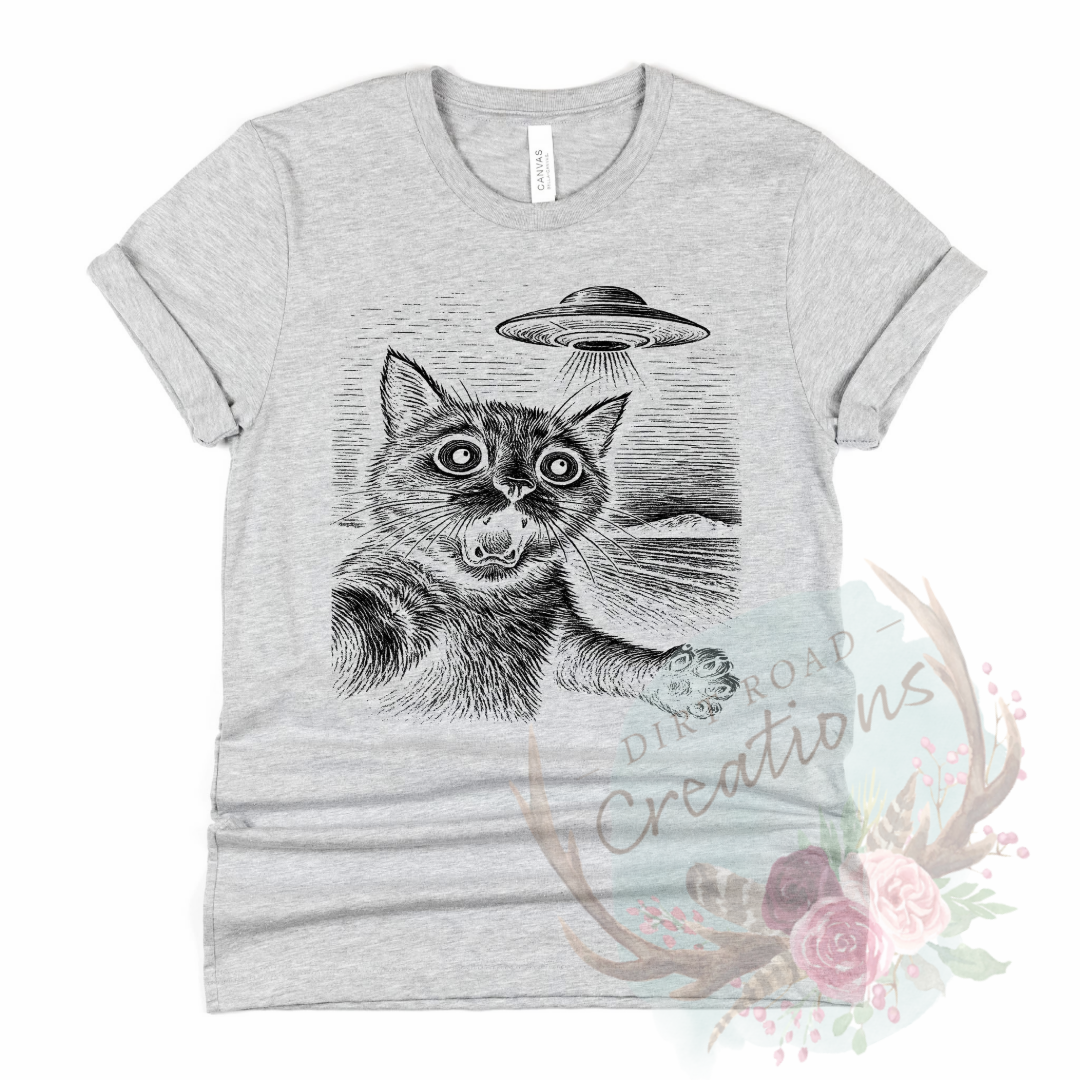 UFO cat screen print tee
