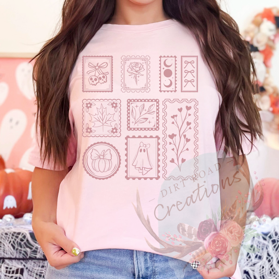Vintage Fall Stamps screen print TEE
