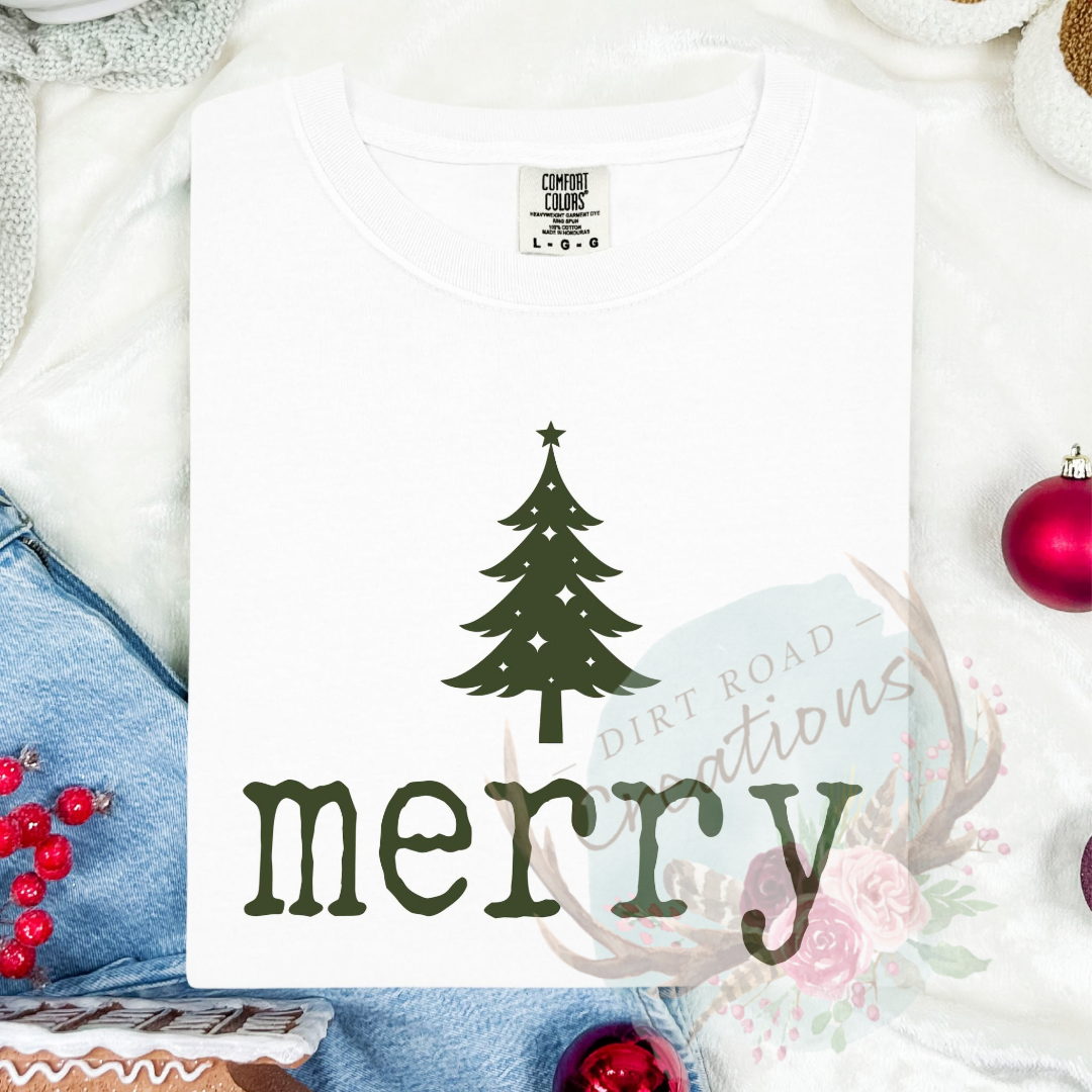 Merry screen print TEE