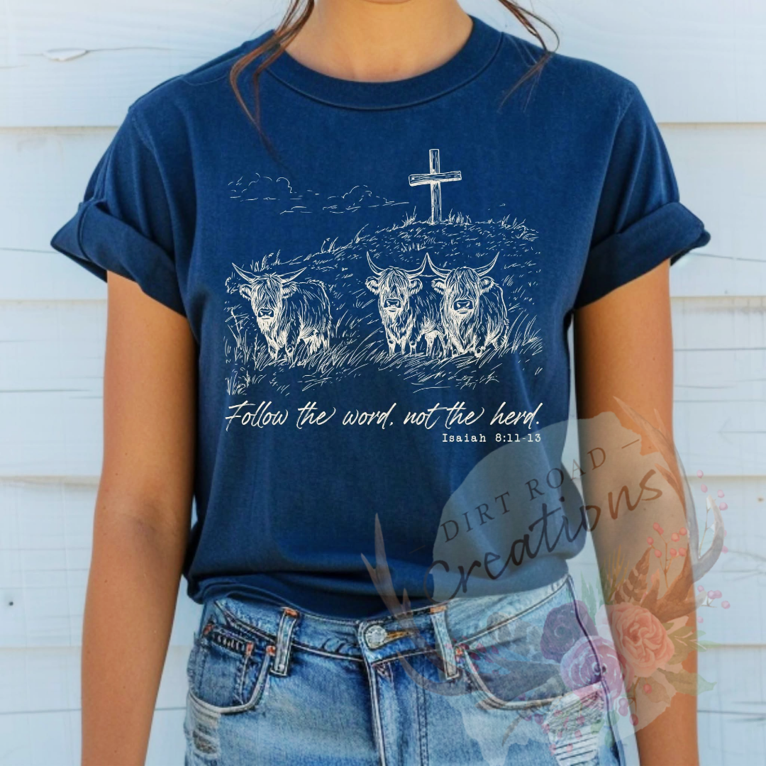Follow the word screen print TEE