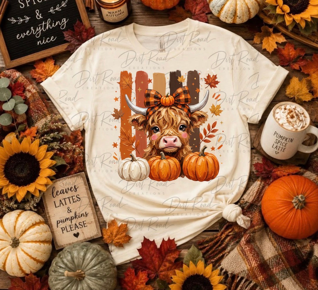 Fall cow graphic tee