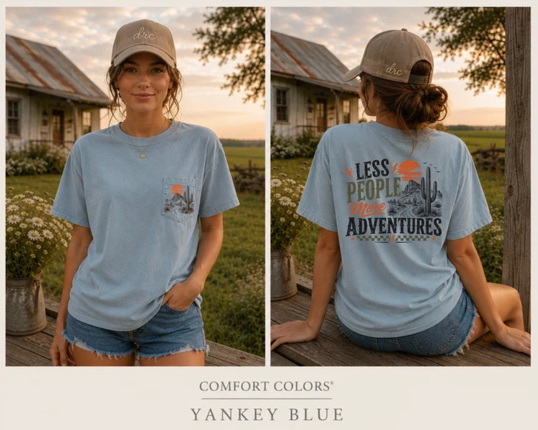 Less people more adventure graphic tee