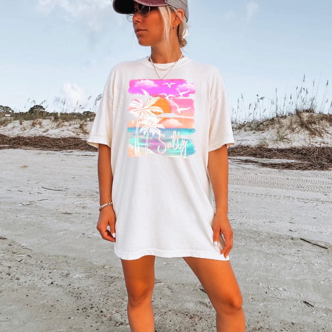 Sunset salty graphic tee