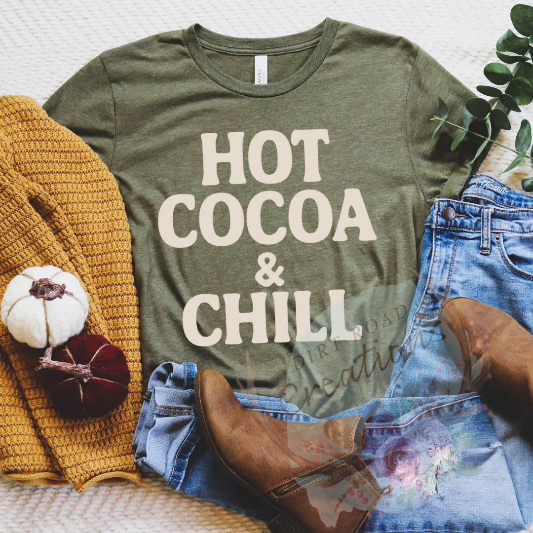 Hot cocoa and chill screen print TEE