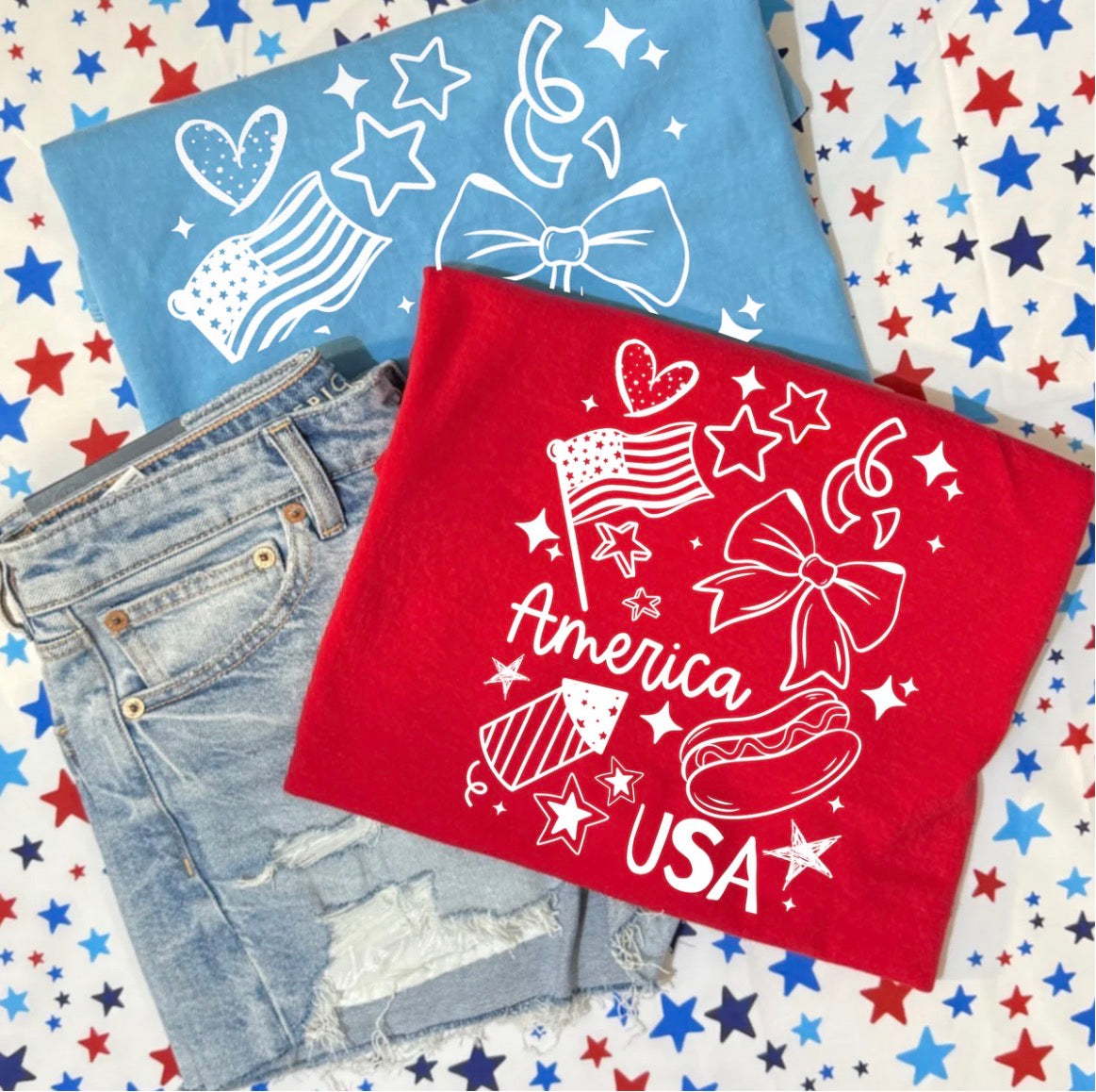 America collage graphic tee