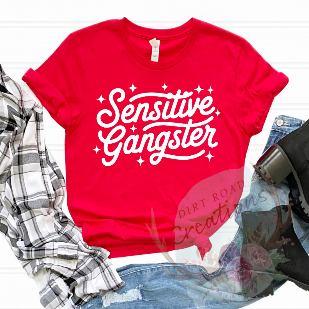 Sensitive gangster screen print TEE