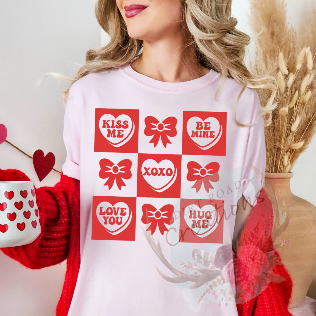 Checkered hearts screen print Sweatshirt