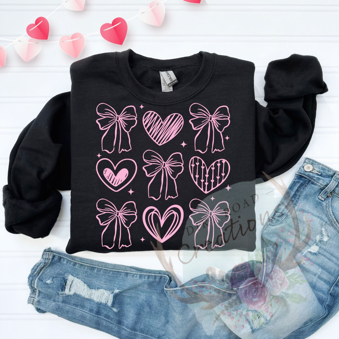 Another bow and hearts screen print Sweatshirt