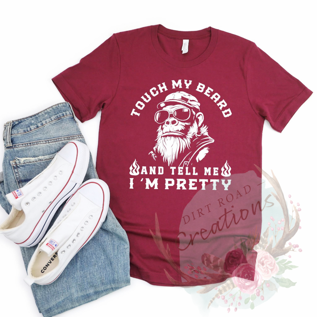 Touch my beard screen print TEE