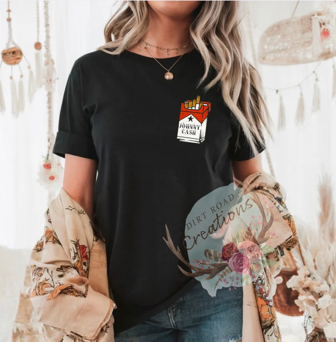 Johnny cash cigs pocket graphic tee