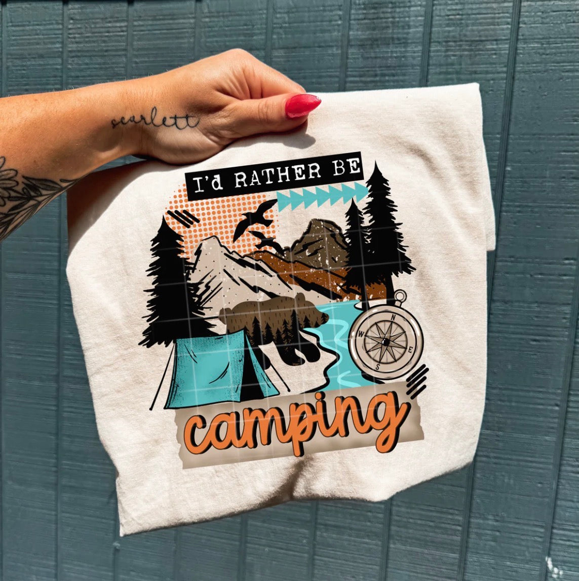 Id rather be camping graphic tee
