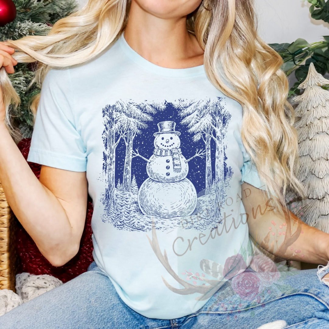 Snowman screen print tee