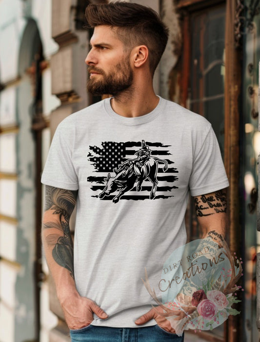 Bull rider flag tee