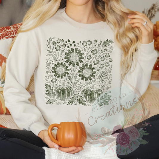 Fall flowers screen print TEE