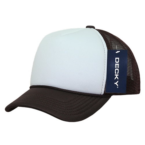 Decky 7010 - Kids, Youth Trucker Foam Hats, Mesh Back - 7010: Brown/White