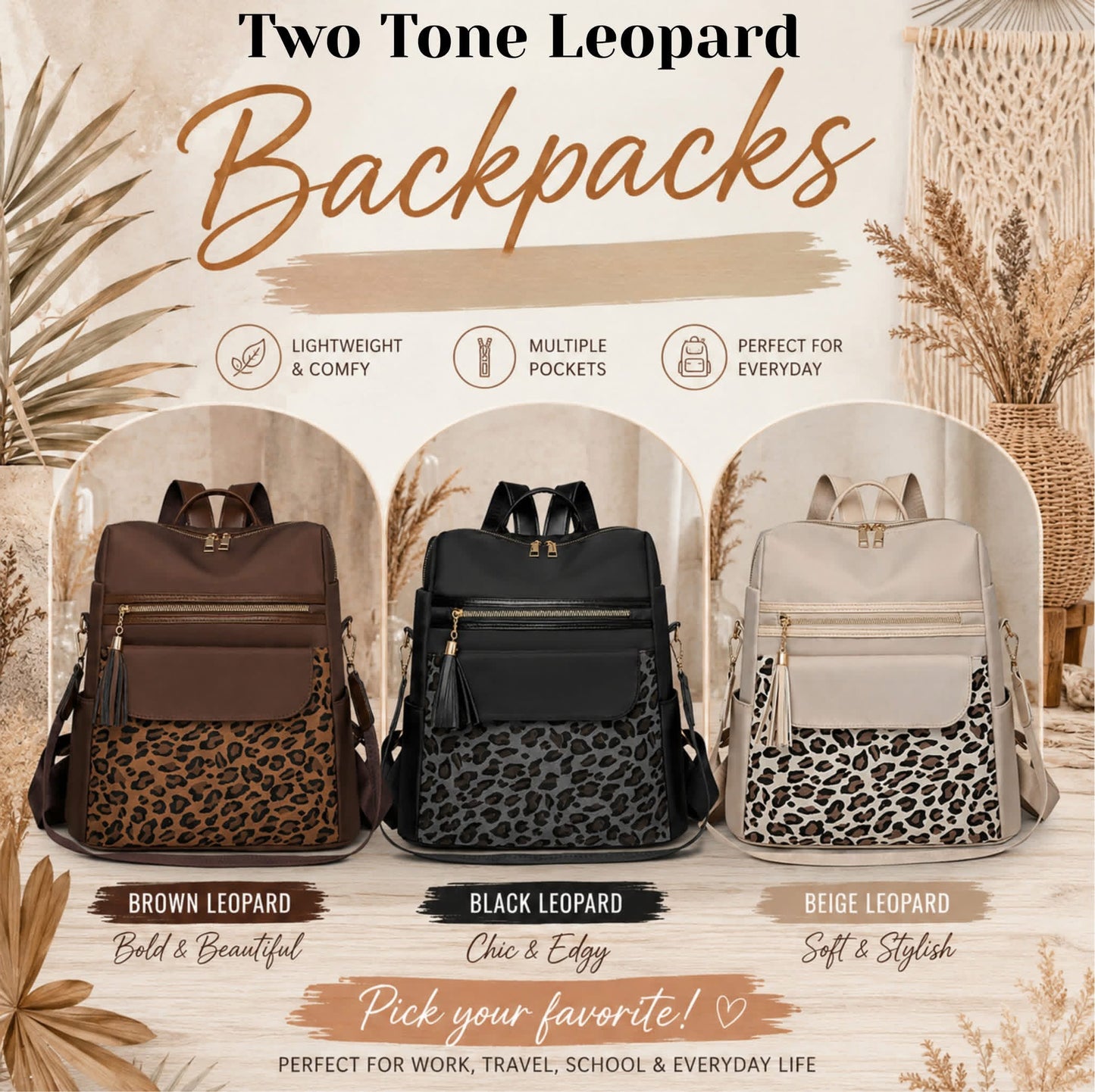 Preorder: two tone leopard backpack