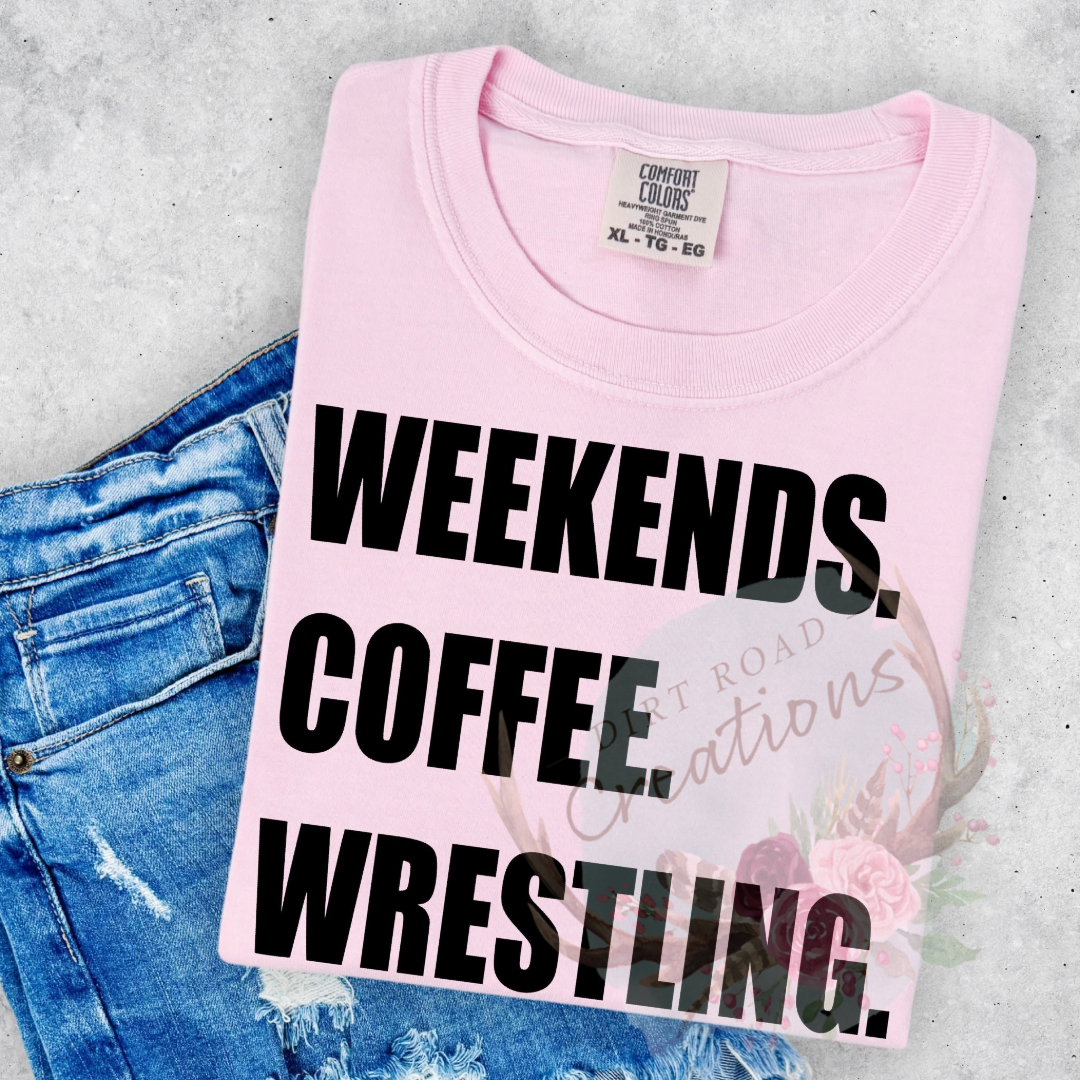 Weekends coffee wrestling screen print tee