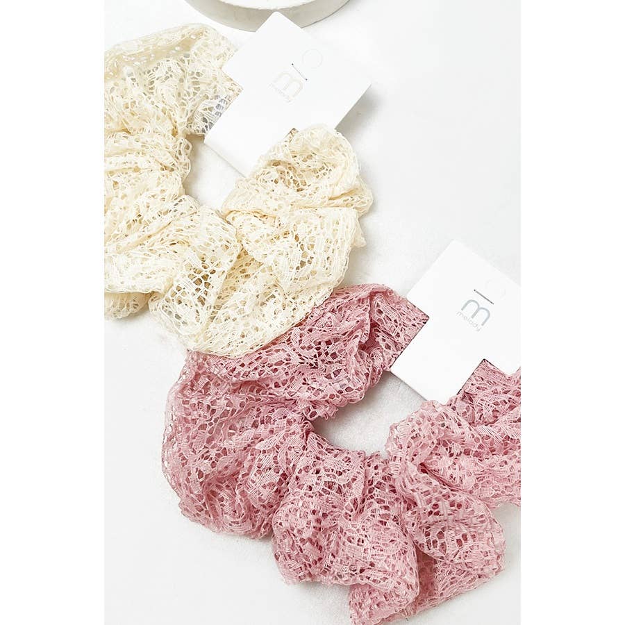 Assorted Sheer Lace Scrunchies: MIX COLOR / ONE