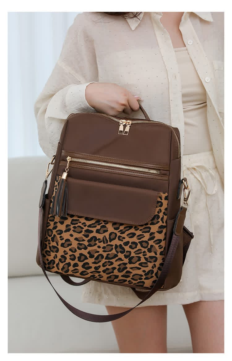 Preorder: two tone leopard backpack