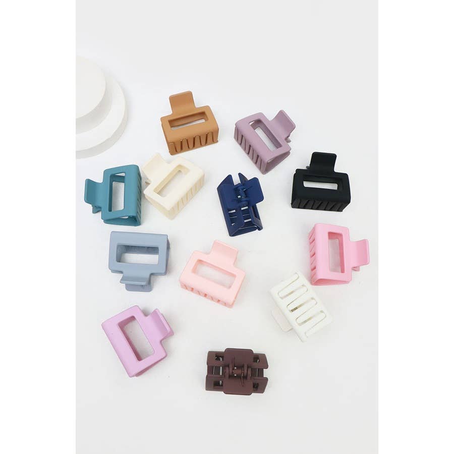 Matte Color Rectangle Medium Hair Clip: MIX COLOR / ONE