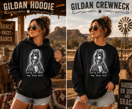 What my face said halftone sweatshirt (dark color only)