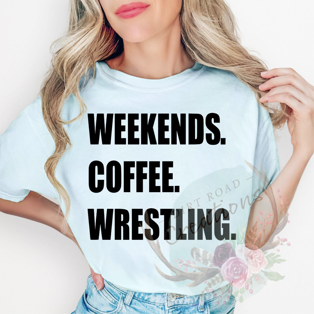 Weekends coffee wrestling screen print tee