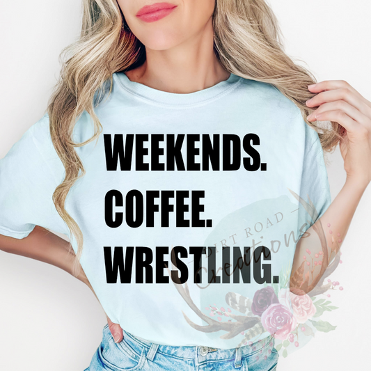 Weekends coffee wrestling screen print tee