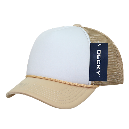 Decky 7010 - Kids, Youth Trucker Foam Hats, Mesh Back - 7010: Khaki/White