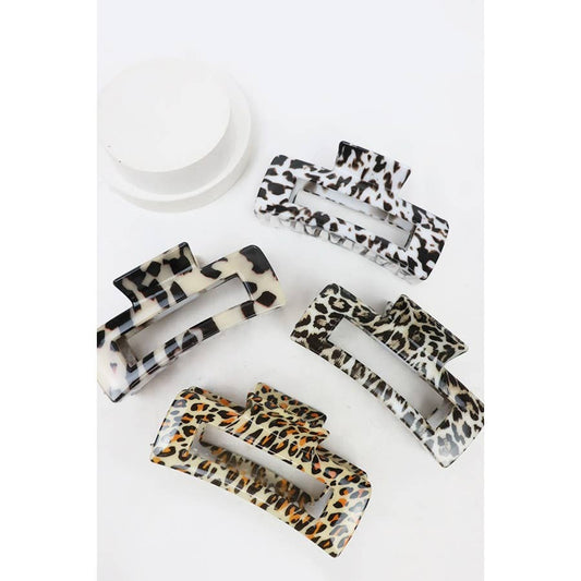 Leopard Design Hair Claw Clip: MIX COLOR / ONE