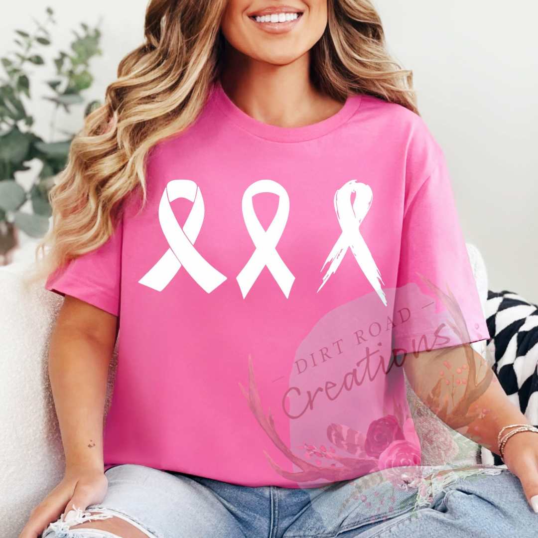 Cancer ribbons screen print TEE