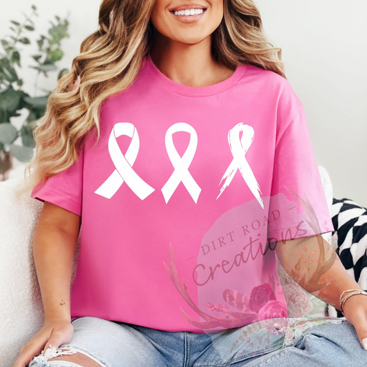 Cancer ribbons screen print TEE