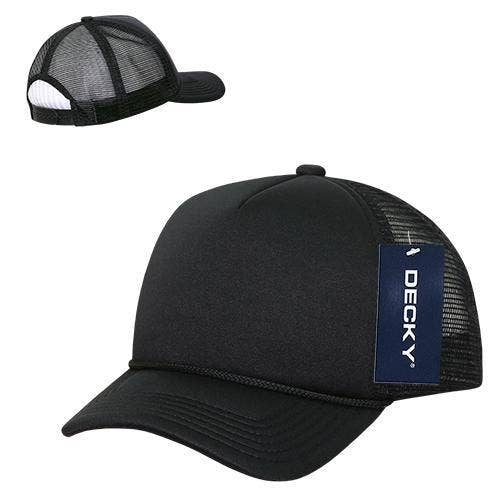 Decky 7010 - Kids, Youth Trucker Foam Hats, Mesh Back - 7010: Black