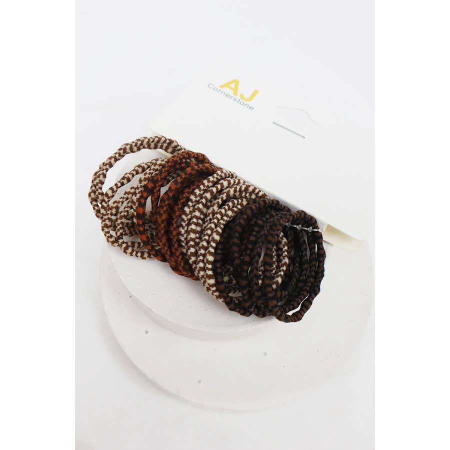 Brown Tone Rubber Ponytail Holder for Fine Hair: BROWN COMBO / ONE