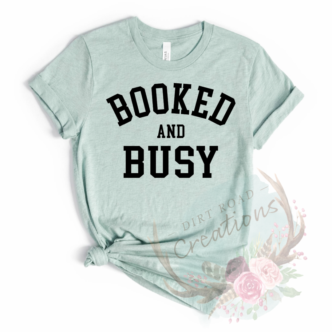 Booked and busy screen print tee