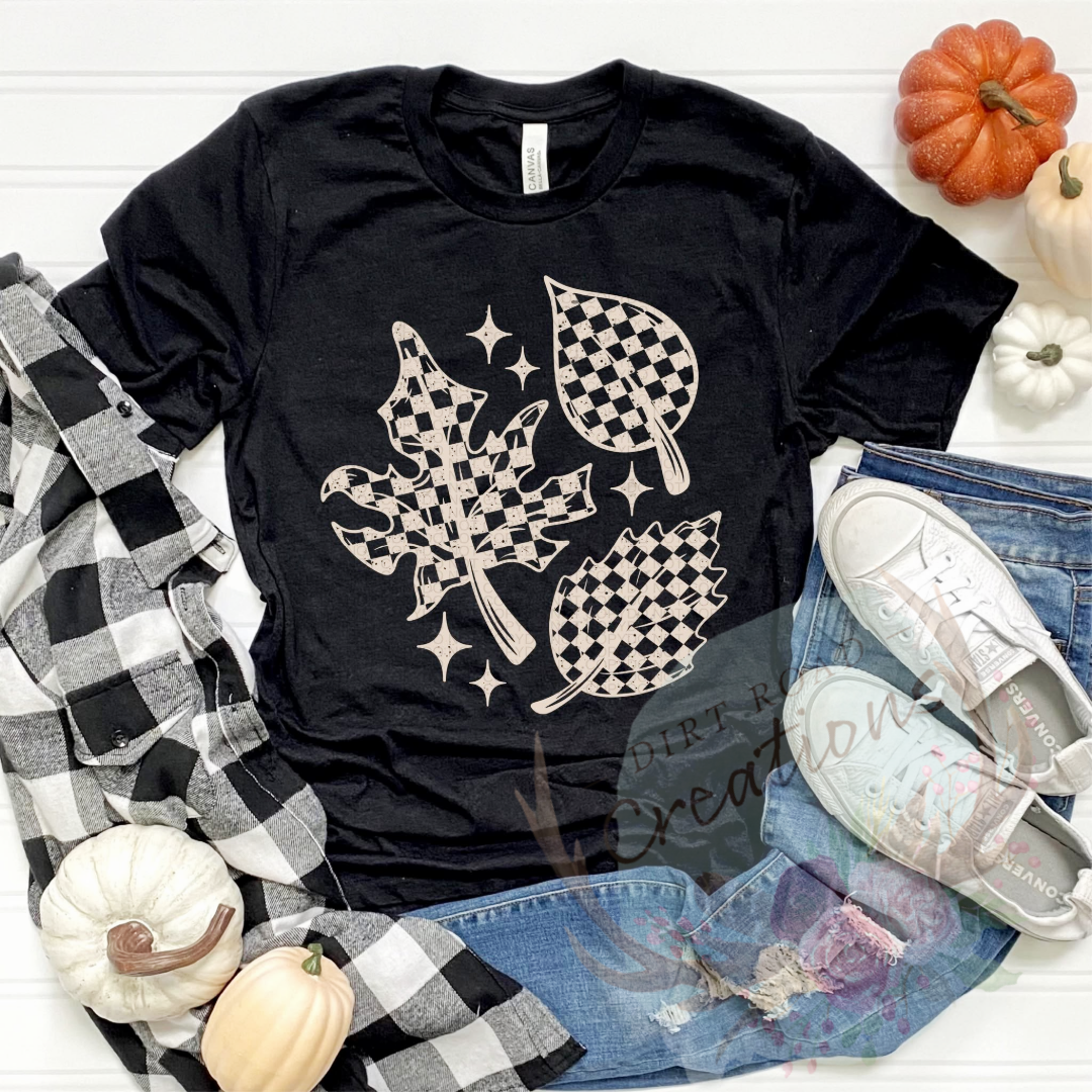 Plaid leaves screen print Sweatshirt