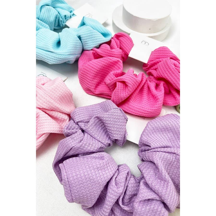 Waffle Textured Soft Scrunchies: MIX COLOR / ONE