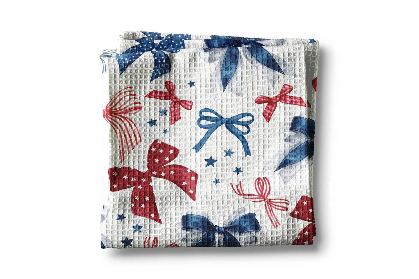 4th July Patriotic Red White Blue Flag Kitchen Towel Waffle