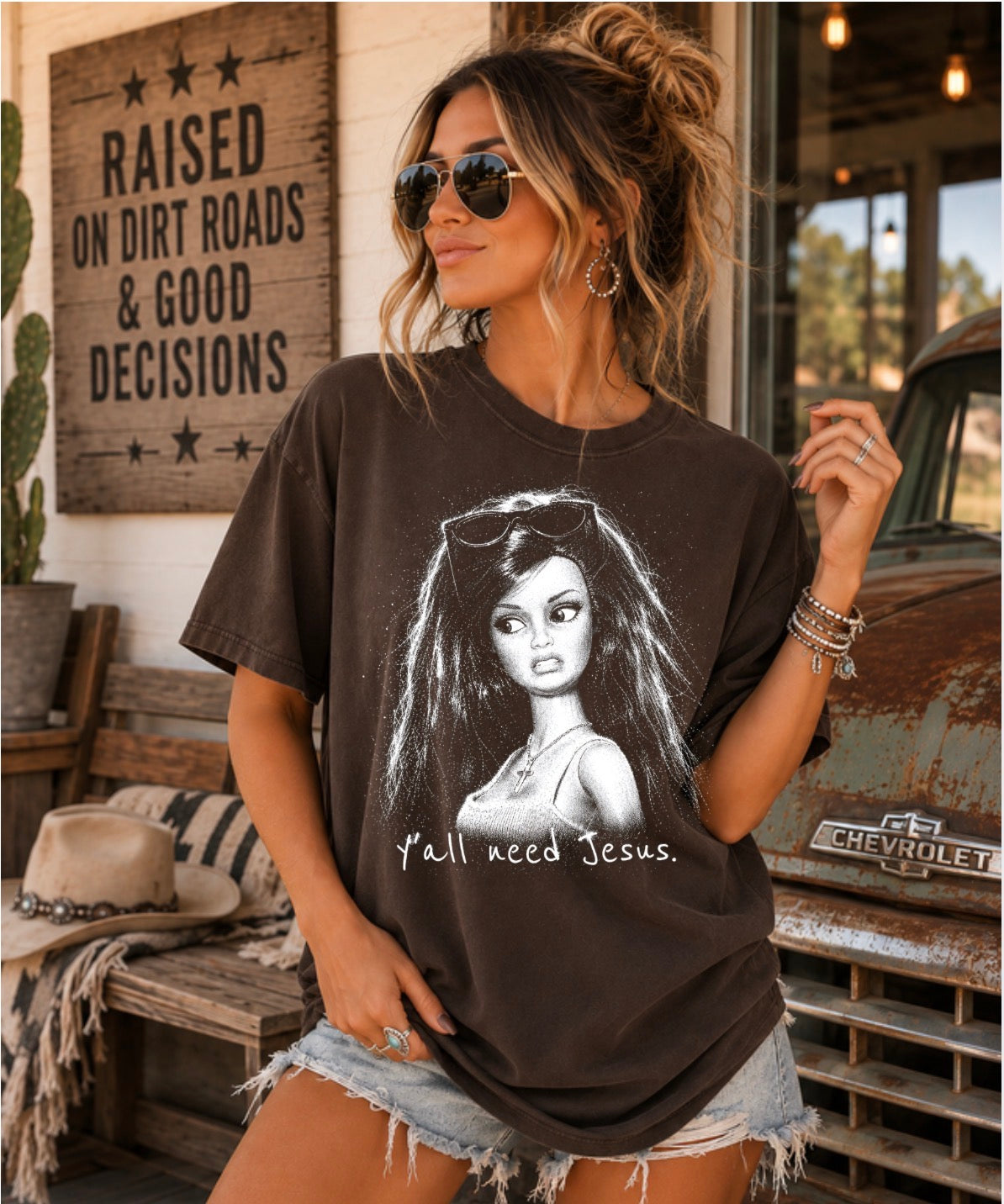 Y’all need Jesus graphic tee (dark color tee only)