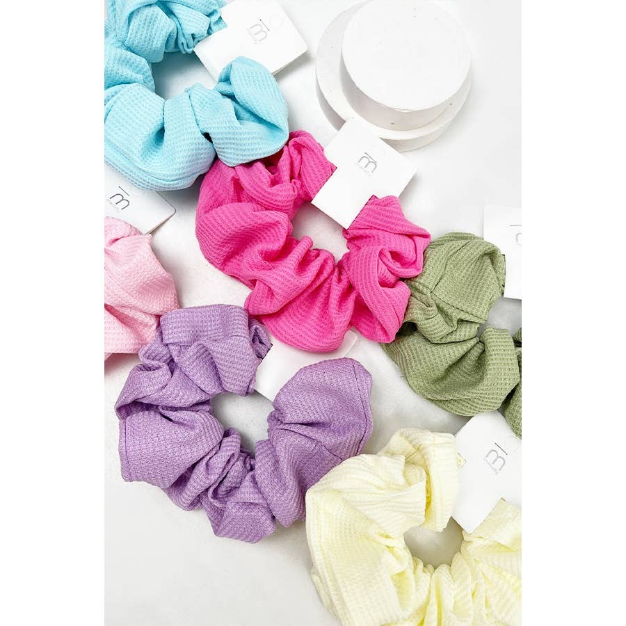 Waffle Textured Soft Scrunchies: MIX COLOR / ONE