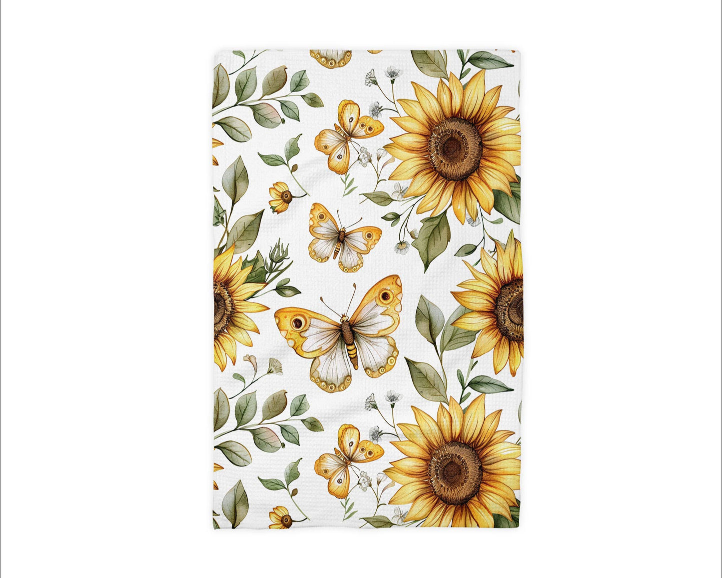 Sunflower Butterfly Floral Flower Collage Kitchen Towel
