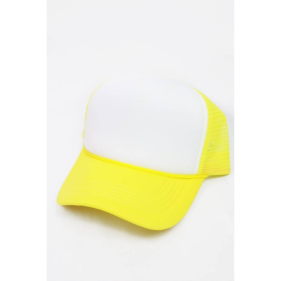 Neon Colors Foam Solid Two Tone Trucker Hat: NEON ORANGE / ONE