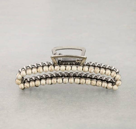 Large Western Metal Banana Hair Clip Claw: WHITE