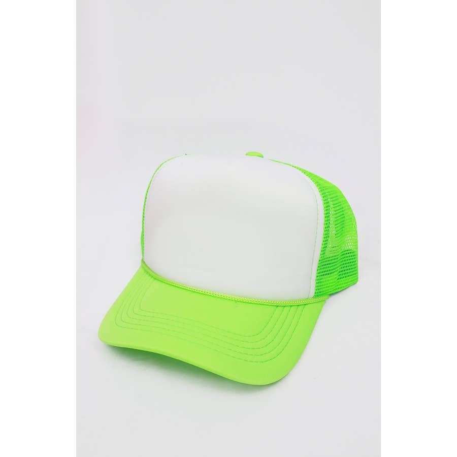 Neon Colors Foam Solid Two Tone Trucker Hat: NEON ORANGE / ONE