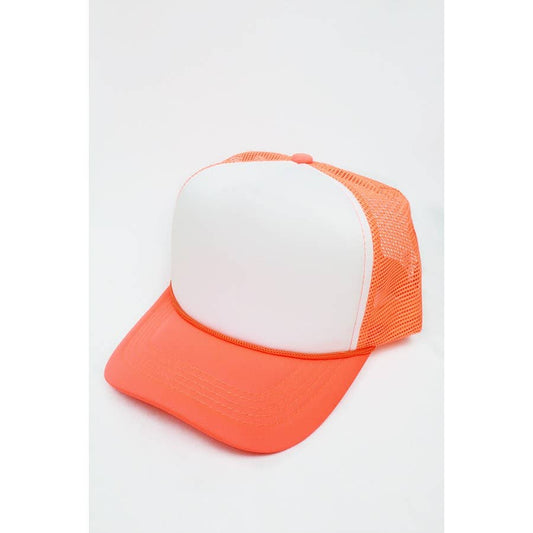 Neon Colors Foam Solid Two Tone Trucker Hat: NEON ORANGE / ONE