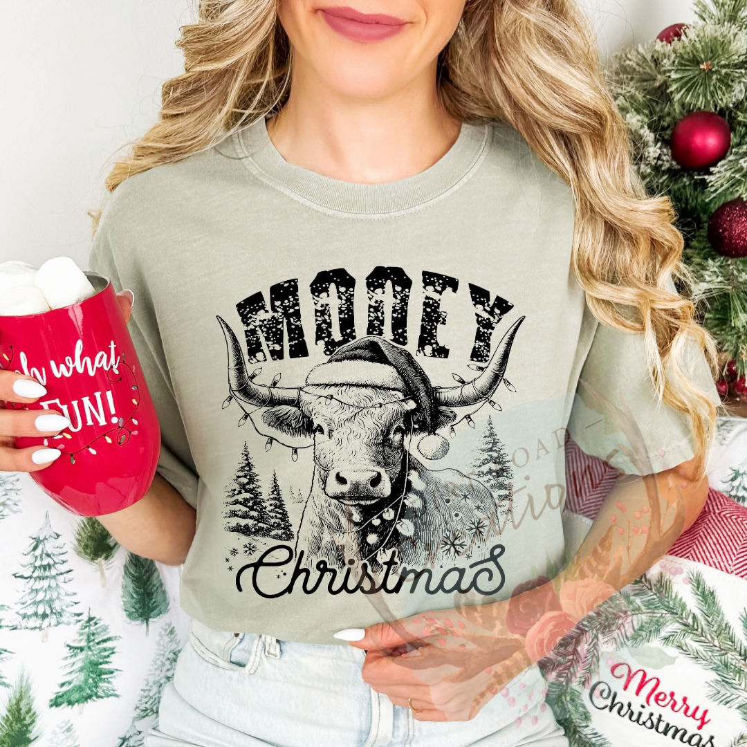 Mooey Christmas screen print tee