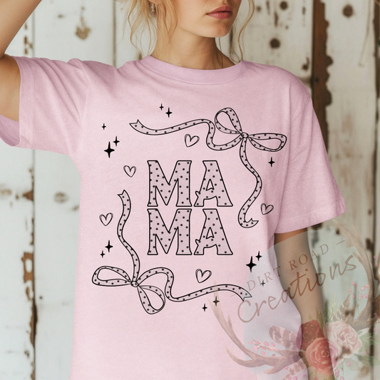 Mama bows screen print tee